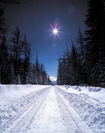 Snow-covered road, China