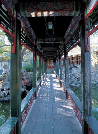 Passerelle, parc Beihai à Pékin, Chine