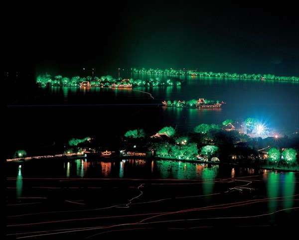 Le lac de l'Ouest de la ville d'Hangzhou, province du Zhejiang, Chine