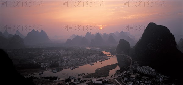 Vue aérienne de la ville de Guilin, Chine