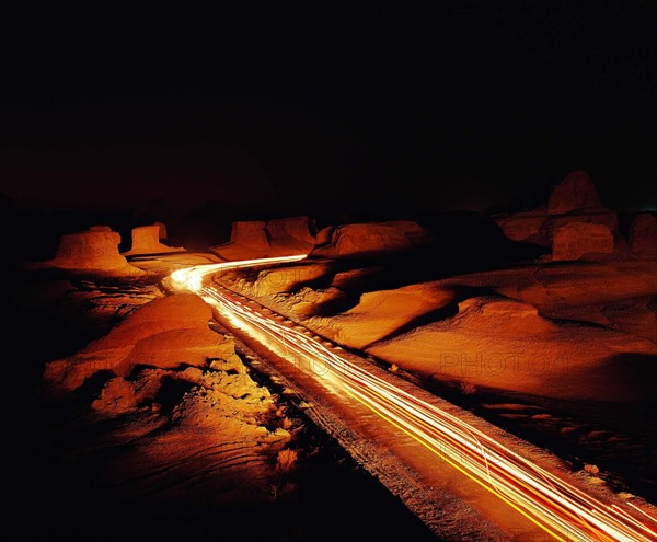 The road across the land of Gobi, China