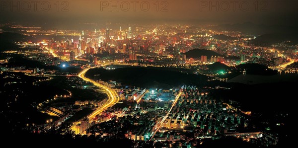 An aerial view of Luohu District,Shenzhen,China