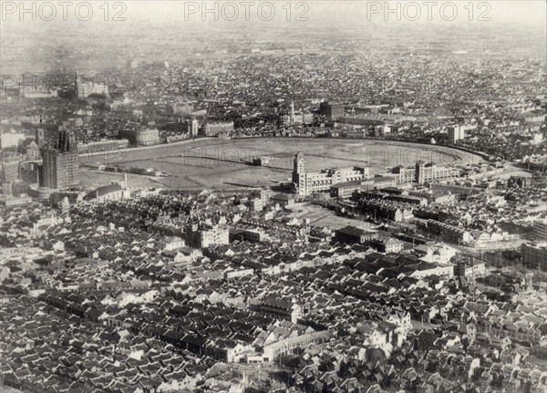 The aerial view of People's Square in 1934, Shanghai