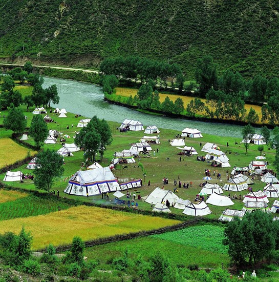 The tents where people live in Daocheng,Sichuan Province,China