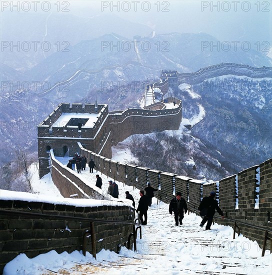 Jiaoshan Great Wall covered by snow,Shanhaiguan Pass,China