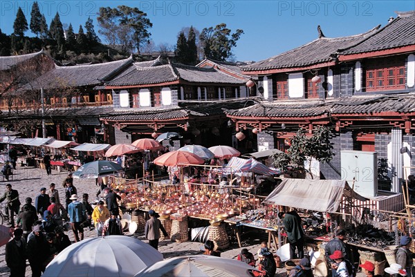 A fair at Sifang street of Lijiang city,Yunnan,China