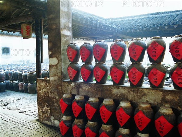 Wine jars of a wine shop at Wuzhen,Zhejiang Province,China