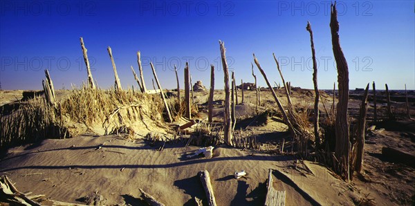 Ruins of residential houses in Lop Nur, Xinjiang,China
