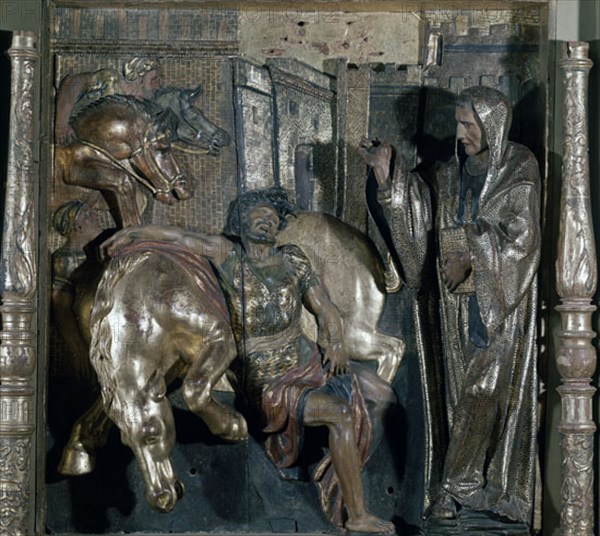 BERRUGUETE ALONSO 1488/1561
DET-CONVERSION DE TOTILA-RELIEVE DEL RETABLO DE SAN BENITO 1526-MANIERISMO ESPAÑOL
VALLADOLID, MUSEO NACIONAL DE ESCULTURA-INTERIOR
VALLADOLID