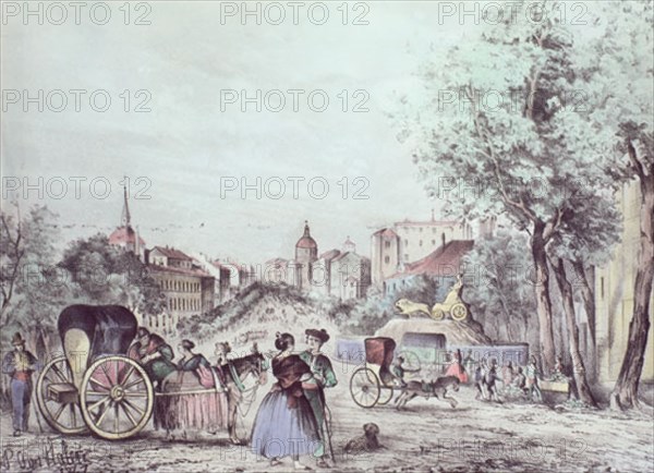 LA CALLE DE ALCALA EN 1847-LITOGRAFIA S XIX-ROMANTICISMO ESPAÑOL
Madrid, musée municipal