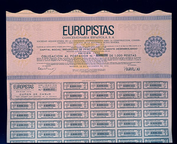 OBLIGACION EUROPISTAS        MADRID 18/NOV/1972
MADRID, CONFEDERACION DE CAJAS AHORROS
MADRID

This image is not downloadable. Contact us for the high res.
