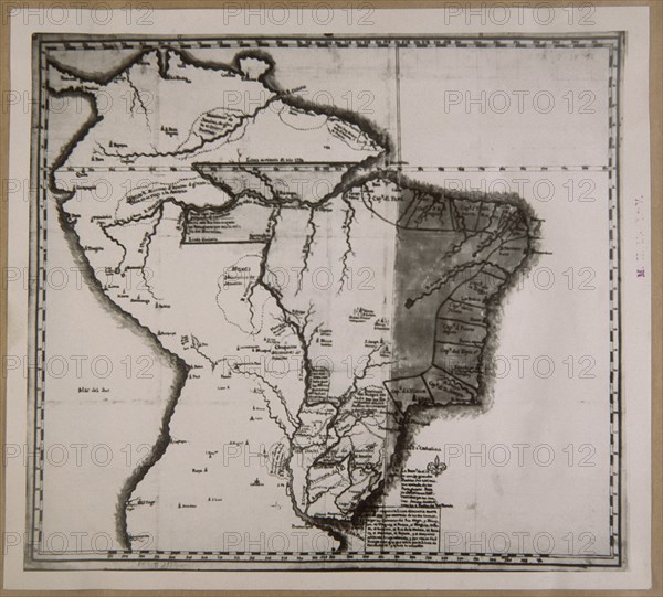 MAPA 1759-DIVISION ENTRE BRASIL Y POSESIONES ESPAÑOLAS-SEGÚN TRATADO DE TORDESILLAS
SIMANCAS, ARCHIVO
VALLADOLID

This image is not downloadable. Contact us for the high res.