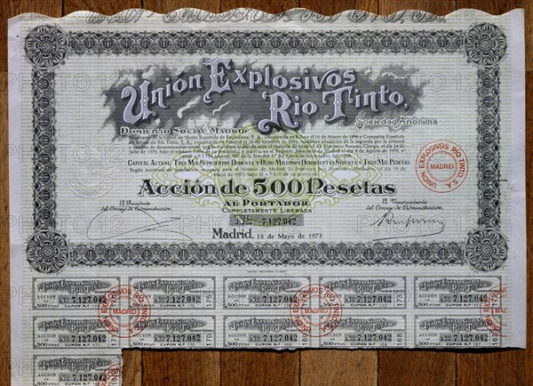 ACCION DE 500 PTAS DE UNION EXPLOSIVOS RIO TINTO-1973(18 DEL 4)
MADRID, BOLSA DE COMERCIO
MADRID

This image is not downloadable. Contact us for the high res.