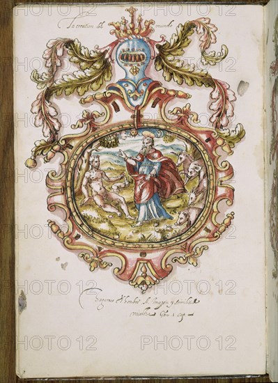 BLASONES DE ESPAÑA-MS1196 F1V-MEDALLON CON CREACION DEL MUNDO-S XVI
MADRID, BIBLIOTECA NACIONAL
MADRID