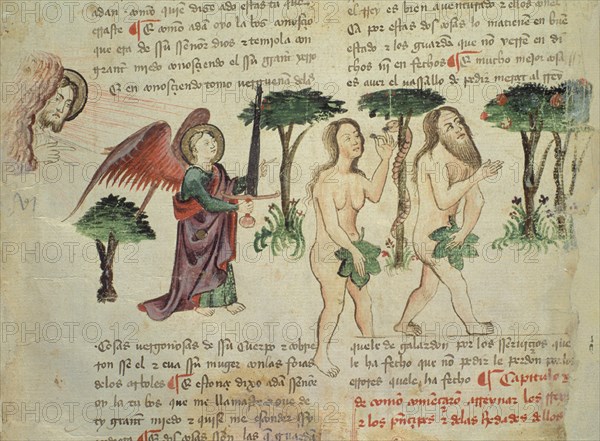 LIBRO CASTIGOS REY SANCHO IV CAST-FOL 16-SXV-"EXPULSION DEL PARAISO"
MADRID, BIBLIOTECA NACIONAL
MADRID