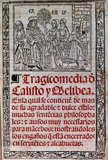 ROJAS FERNANDO DE 1470/1541
LA CELESTINA 1531- PORTADA- TRAGICOMEDIA DE CALISTO Y MELIBEA
BARCELONA, BIBLIOTECA DE CATALUÑA
BARCELONA

This image is not downloadable. Contact us for the high res.