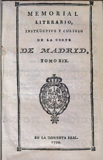 PORTADA DEL MEMORIAL LITERARIO 1790
MADRID, HEMEROTECA MUNICIPAL
MADRID