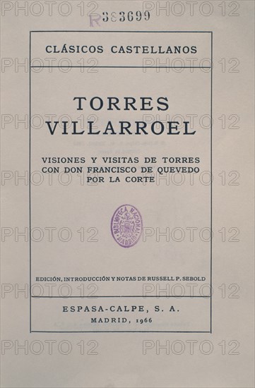 TORRES VILLAROEL DIEGO 1693/1770
VISIONES DE QUEVEDO POR LA CORTE
MADRID, BIBLIOTECA NACIONAL
MADRID

This image is not downloadable. Contact us for the high res.