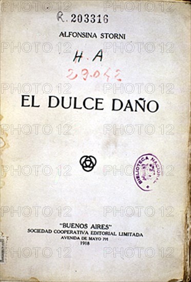 STORNI ALFONSINA
DULCE DAÑO. BUENOS AIRES 1918 SIG HA 29042
MADRID, BIBLIOTECA NACIONAL H AMERICA
MADRID

This image is not downloadable. Contact us for the high res.