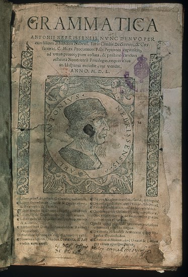 NEBRIJA ANTONIO 1441/1522
GRAMATICA DE 1550 - PORTADA
MADRID, SENADO-BIBLIOTECA
MADRID