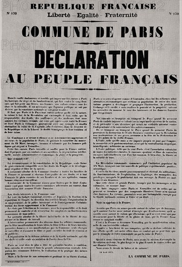 COMUNA DE PARIS 1871-DECLARACION AL PUEBLO FRANCES-

This image is not downloadable. Contact us for the high res.