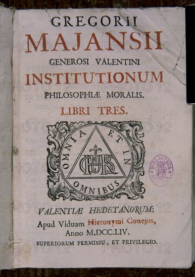 MAYANS SISCAR GREGORIO
INSTITUTIONUM FILOSOFICA MORAL (1754)
MADRID, BIBLIOTECA NACIONAL PISOS
MADRID

This image is not downloadable. Contact us for the high res.