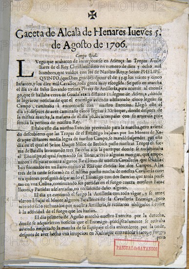 GACETA DE ALCALA DE HENARES (1706)
MADRID, BIBLIOTECA NACIONAL RAROS
MADRID