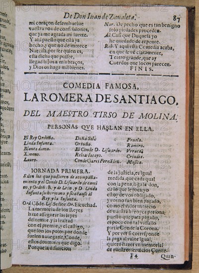 MOLINA TIRSO DE/TELLEZ GABRIEL 1579/1648
LA ROMERA DE SANTIAGO
MADRID, BIBLIOTECA NACIONAL RAROS
MADRID

This image is not downloadable. Contact us for the high res.