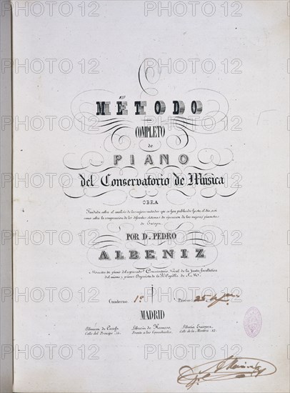 ALBENIZ PEDRO 1795-?
METODO PARA PIANO SIGLO XIX
MADRID, CONSERVATORIO
MADRID

This image is not downloadable. Contact us for the high res.