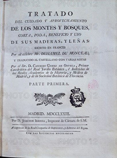 DUHAMEL MONCEAU
TRATADO PARA CUIDADO DE MONTES Y BOSQUES
MADRID, BIBLIOTECA NACIONAL PISOS
MADRID

This image is not downloadable. Contact us for the high res.