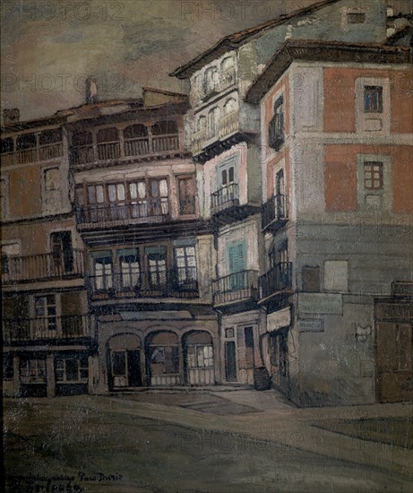 Ignacio Zuloaga (1870-1945)     PUEBLO ESPAÃëOL - PAISAJE DE CASTILLA - OLEO/TELA - 93 X 77 CM.