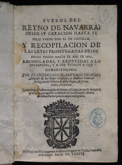 ZABALA GREGORIO
PORTADA-FUEROS DEL REINO DE NAVARRA - PAMPLONA 1486 -
MADRID, SENADO-BIBLIOTECA
MADRID