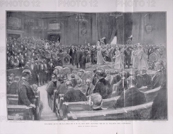 BENLLIURE MARIANO 1862/1947
ILUSTRAC ESP/AMER-ACTO DE JURA DE ALFONSO XIII EN PALACIO CONGRESO
MADRID, SENADO-BIBLIOTECA
MADRID