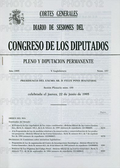 DIARIO DE SESIONES DEL PLENO-PUBLICIDAD DE TRAMITACION DEL PROYECTO DE LEY DEL CODIGO PENAL
MADRID, CONGRESO DE LOS DIPUTADOS-BIBLIOTECA
MADRID