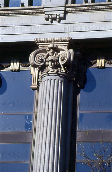 PALACIOS A/OTAMENDI J
COLUMNA DEL EDIFICIO CONSTRUIDO EN 1918 SITUADO EN LA CALLE ALCALA ESQUINA A LA CALLE BARQUILLO
MADRID, BANCO CENTRAL-HISPANO
MADRID