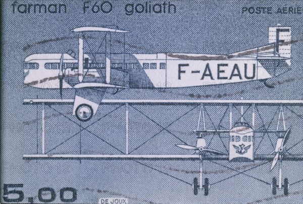 AVION FARMAN F6O GOLIATH - 1919 - DETALLE DE UN SELLO