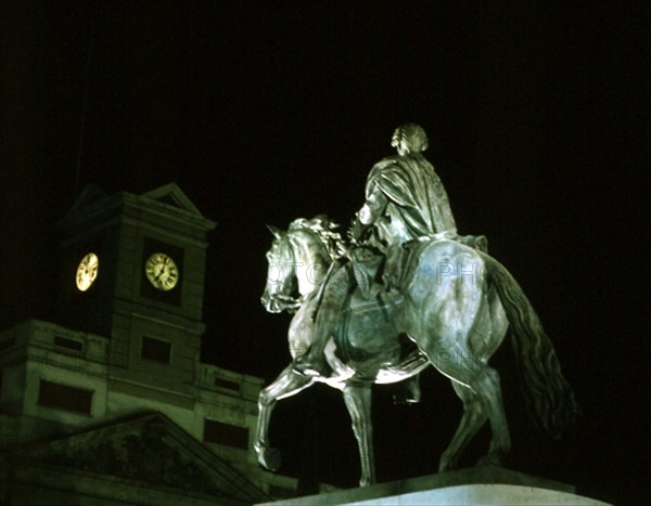 MENA JUAN PASCUAL DE 1707/1784
ESTATUA ECUESTRE DE CARLOS III - S XVIII - INSTALADA EN 1995
MADRID, PUERTA DEL SOL
MADRID

This image is not downloadable. Contact us for the high res.