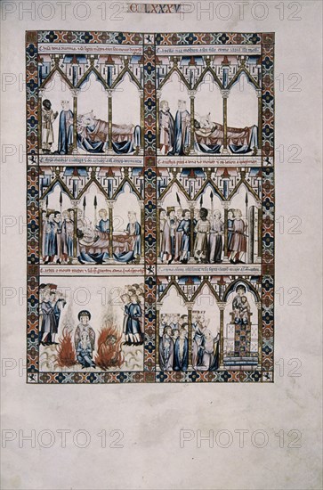 ALFONSO X EL SABIO 1221/84
MTI1-CANTIGA STA MARIA Nº185-F244R-LA VIRGEN SALVA A MUJER CALUMNIADA DE LA HOGUERA
SAN LORENZO DEL ESCORIAL, MONASTERIO-BIBLIOTECA
MADRID