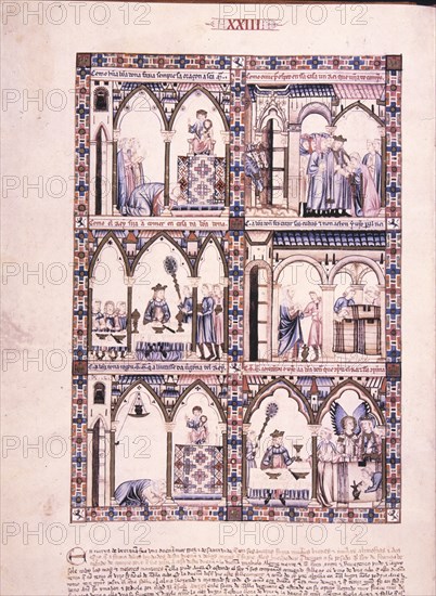 ALFONSO X EL SABIO 1221/84
MTI1-CANTIGA STA MARIA Nº23-F35V-LA VIRGEN ACRECIENTA EL VINO EN EL TONEL DE UNA DAMA DE BRETAÑA
SAN LORENZO DEL ESCORIAL, MONASTERIO-BIBLIOTECA
MADRID