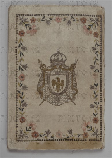 Embroidered book with Emperor Napoleon's, king of Italy, coat of arms