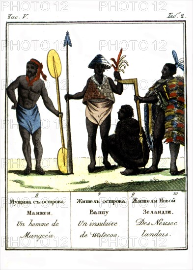 A man from Mangcea, An islander from Watecoo and Neusce-Landor (1816)