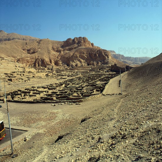 Deir el-Medina, Village of the craftsmen of the Theban necropolis, seen from the Southeast