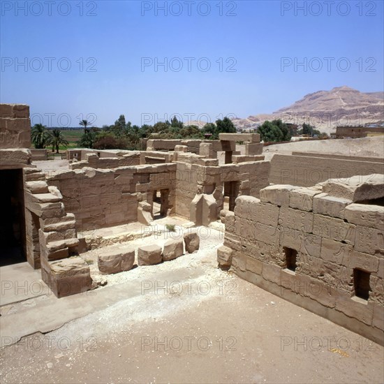 Gurnah, Temple of Seti I, the sanctuaries of the barques seen from the roof