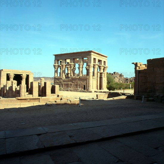 Philae, Kiosk of Trajan and the temple of Hathor in the foreground
