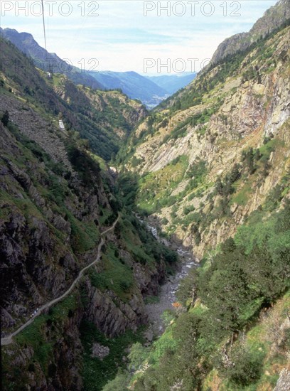 View from the private cableway towards the Clarabide Gorges