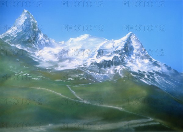 Bâche peinte. Paysage de montagne