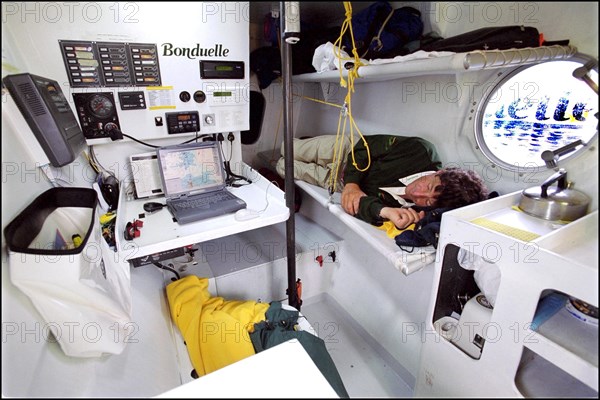 07/00/2001. Jean Le Cam and Jacques Caraes skippers of "Bonduelle" trimaran.