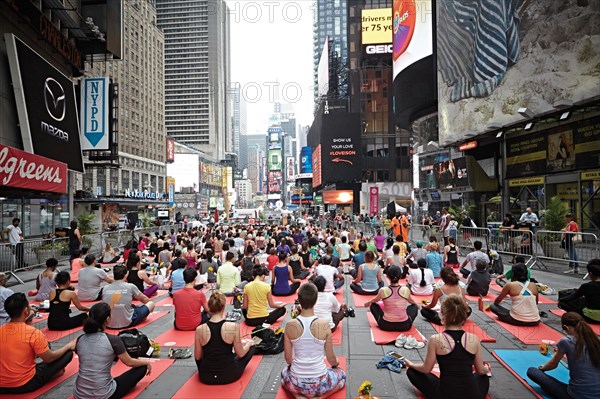 Yoga session in the streets of NY