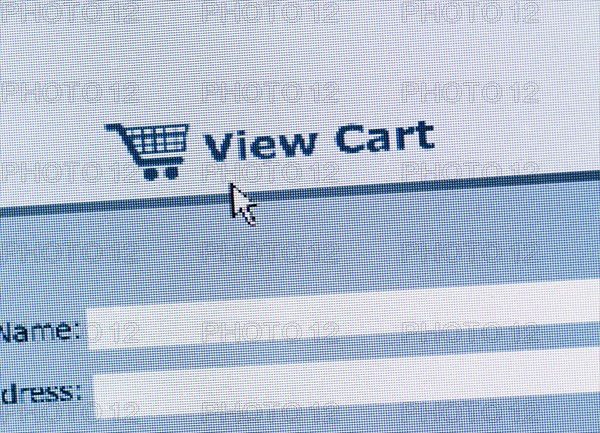 Close up of online shopping cart.