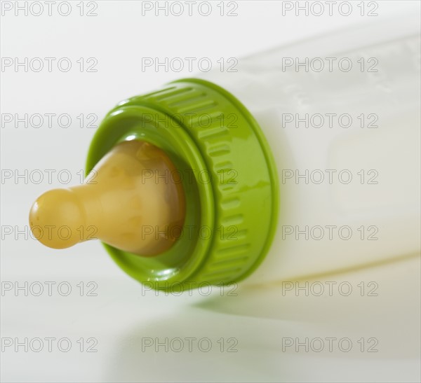 Close up studio shot of baby bottle.